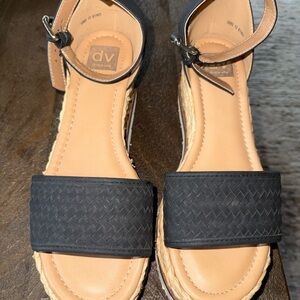 Dolce Vita Black Woven Espadrille Wedge Sandals